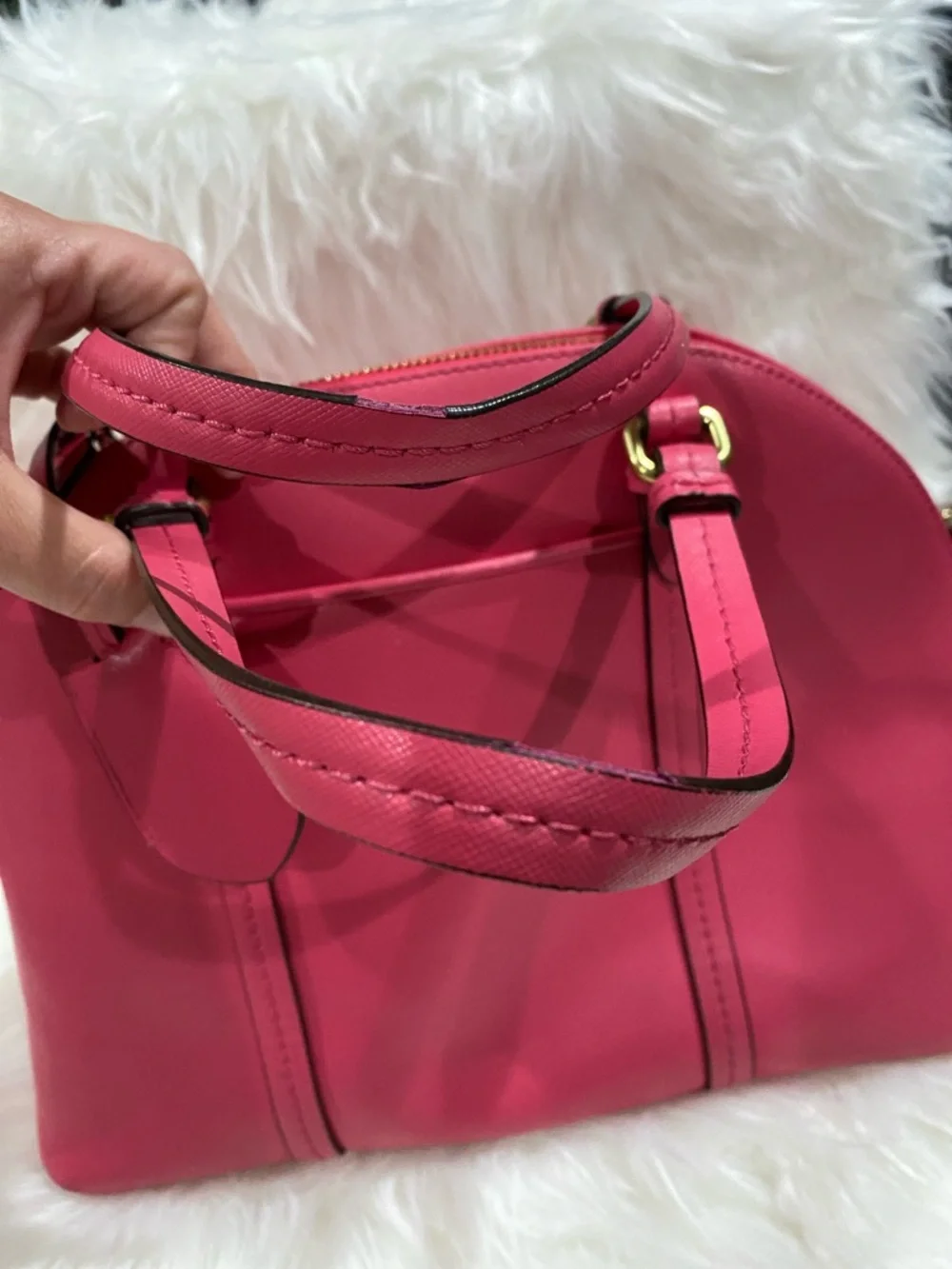 Coach Hot Pink Saffiano Dome Satchel - Picture 10 of 12